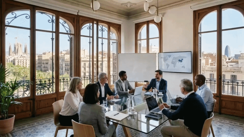 Equipo de consultoría en reunión